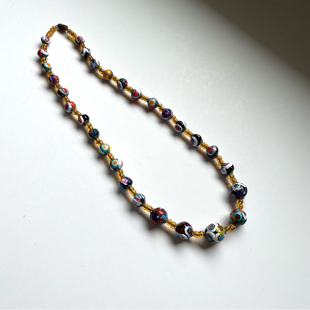 Gorgeous vintage Murano/Venetian style art glass millefiori necklace barrel clas - Picture 2 of 12